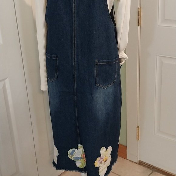 2945 Size Large Blue Jean Appliqued Jumper, 100% Cotton - Picture 9 of 12